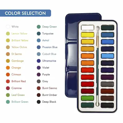 mozArt supplies essential watercolor paint colors