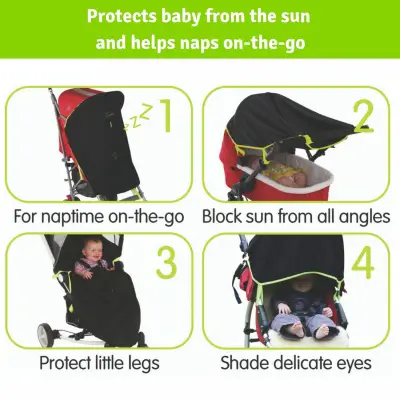 snoozeShade UPF50+ stroller cover features