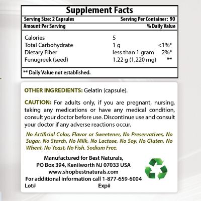 best naturals fenugreek supplements ingredients