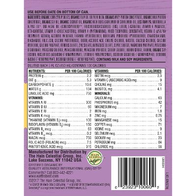 Earth's Best Organic Sensitivity Formula Back Label