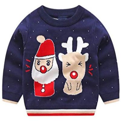 kintaz deer snowman christmas sweater blue