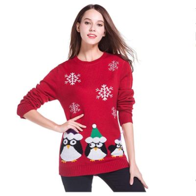 Penguin Pullover Christmas Sweater Pose