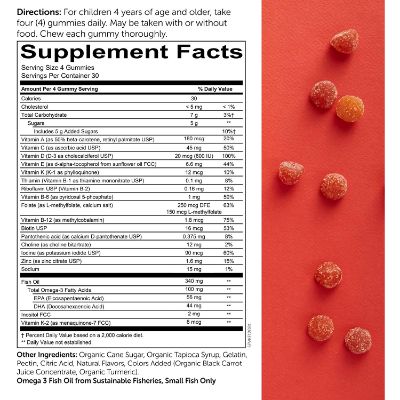 SmartyPants Omega 3 Gummies Supplement Facts