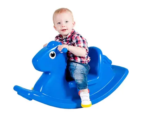 little tikes blue rocking horse kid playing