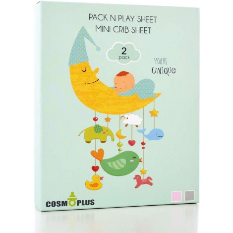 cosmoplus stretchy 2 pack pack n play sheets box