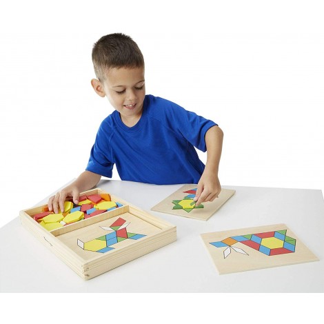 melissa & doug pattern blocks & boards montessori toys kid playing