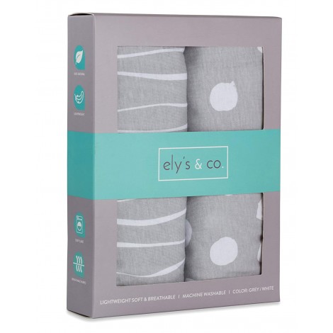 ely's & co grey and white pack n play sheets box