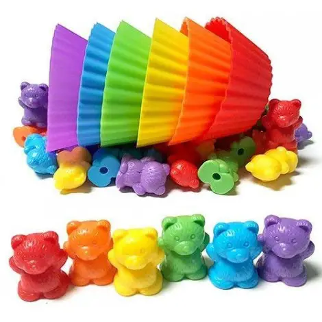 jumbo counting bears stacking cups montessori toys rainbow