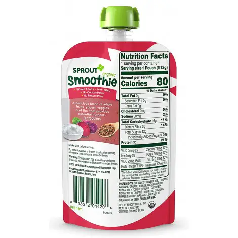 sprout organic toddler baby yogurt back