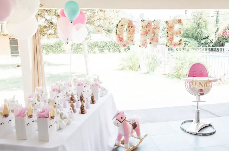 unicorn first birthday theme for baby girls