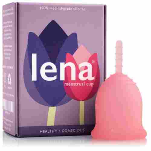 lena small pink menstrual cup package