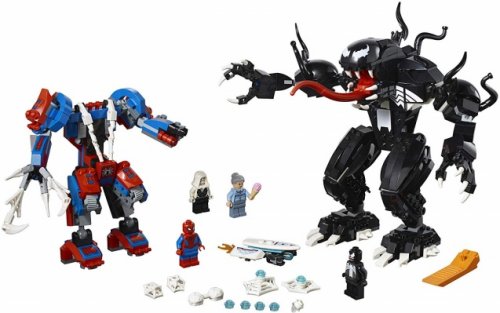 lego marvel set spider mech vs. venom figures