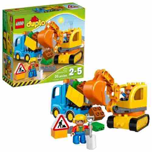 dump truck and excavator lego duplo set