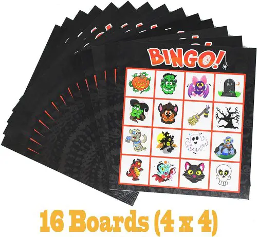 bingo cards halloween game 16 boards