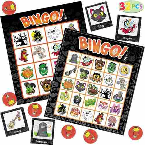 bingo cards halloween game set