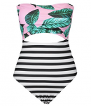 cupshe halter design printing maternity swimsuit floral and stripes