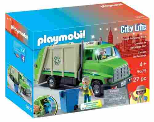 playmobil green recycling truck box