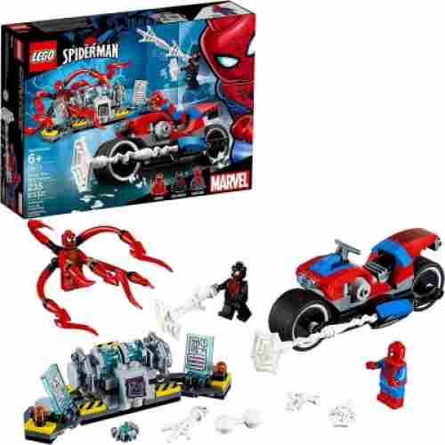 marvel lego set spider-man bike rescue box and parts