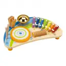 hape mighty mini band wooden drum set for kids and toddlers