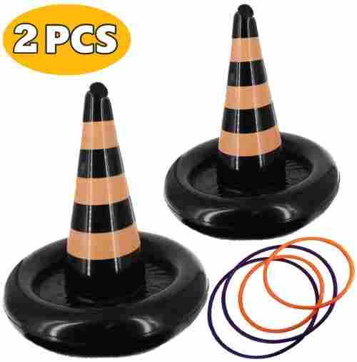 inflatable witch hat ring toss halloween game 2 pieces