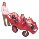 6-seater never flat buggy triplet stroller red