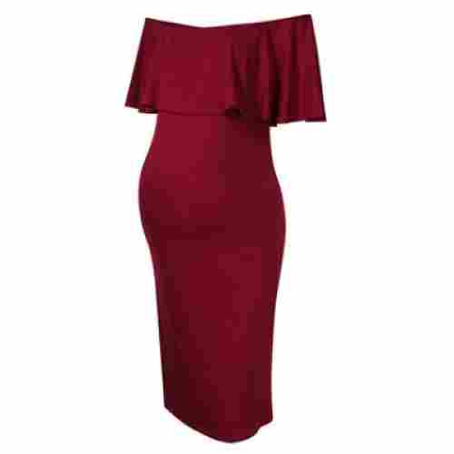 Cool Me Off the Shoulder Maternity Dress Burgundy Sleeveless