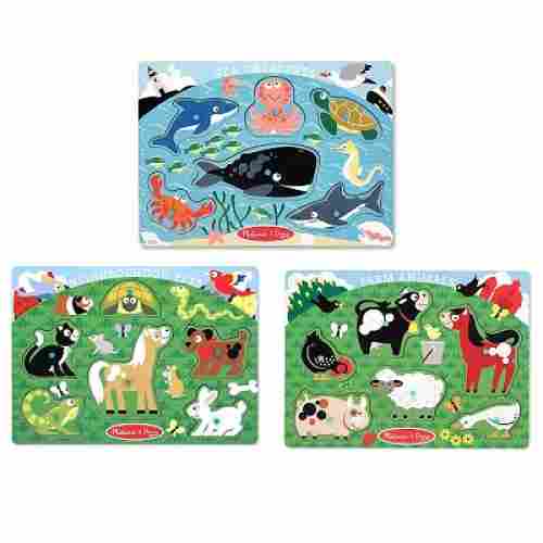 melissa & doug peg set wooden puzzle