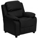 Deluxe Padded Contemporary Black Leather with Storage Arms