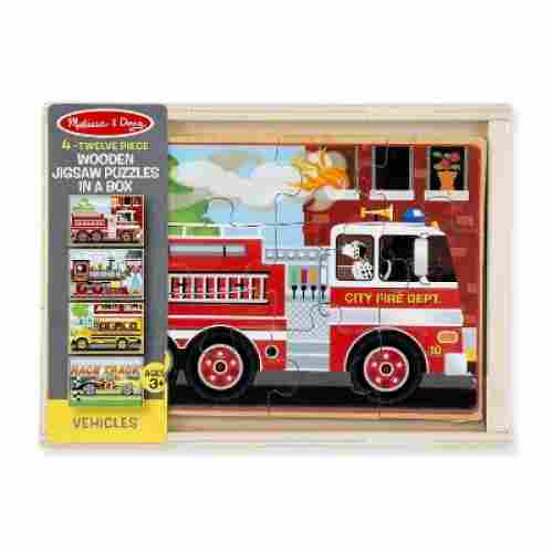 melissa doug vehicles 4 in a box jigsaw puzzle for kids
