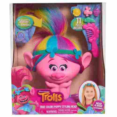poppy true colors styling head dreamworks trolls toy pack