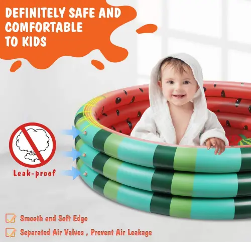 BOVN Watermelon Inflatable Kiddie Pool features