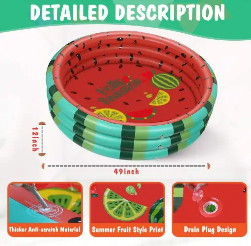 BOVN Watermelon Inflatable Kiddie Pool features 2