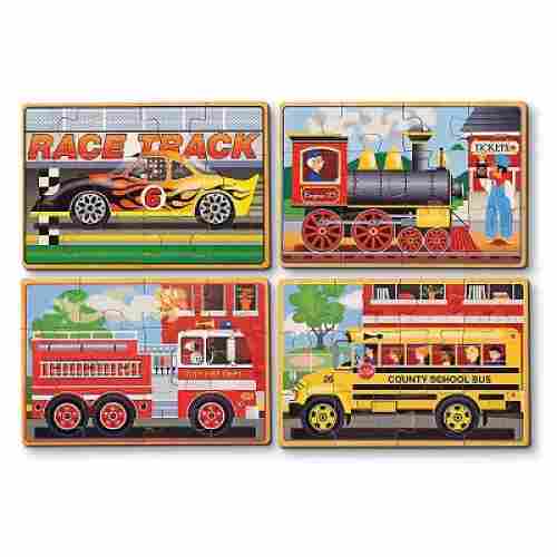 melissa & doug vehicles wooden puzzle