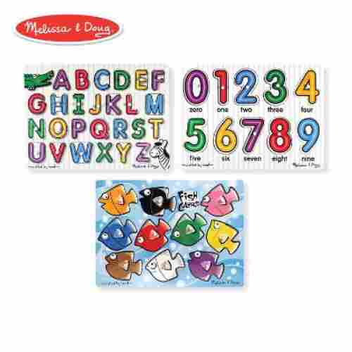 melissa & doug alphabet & numbers wooden puzzle